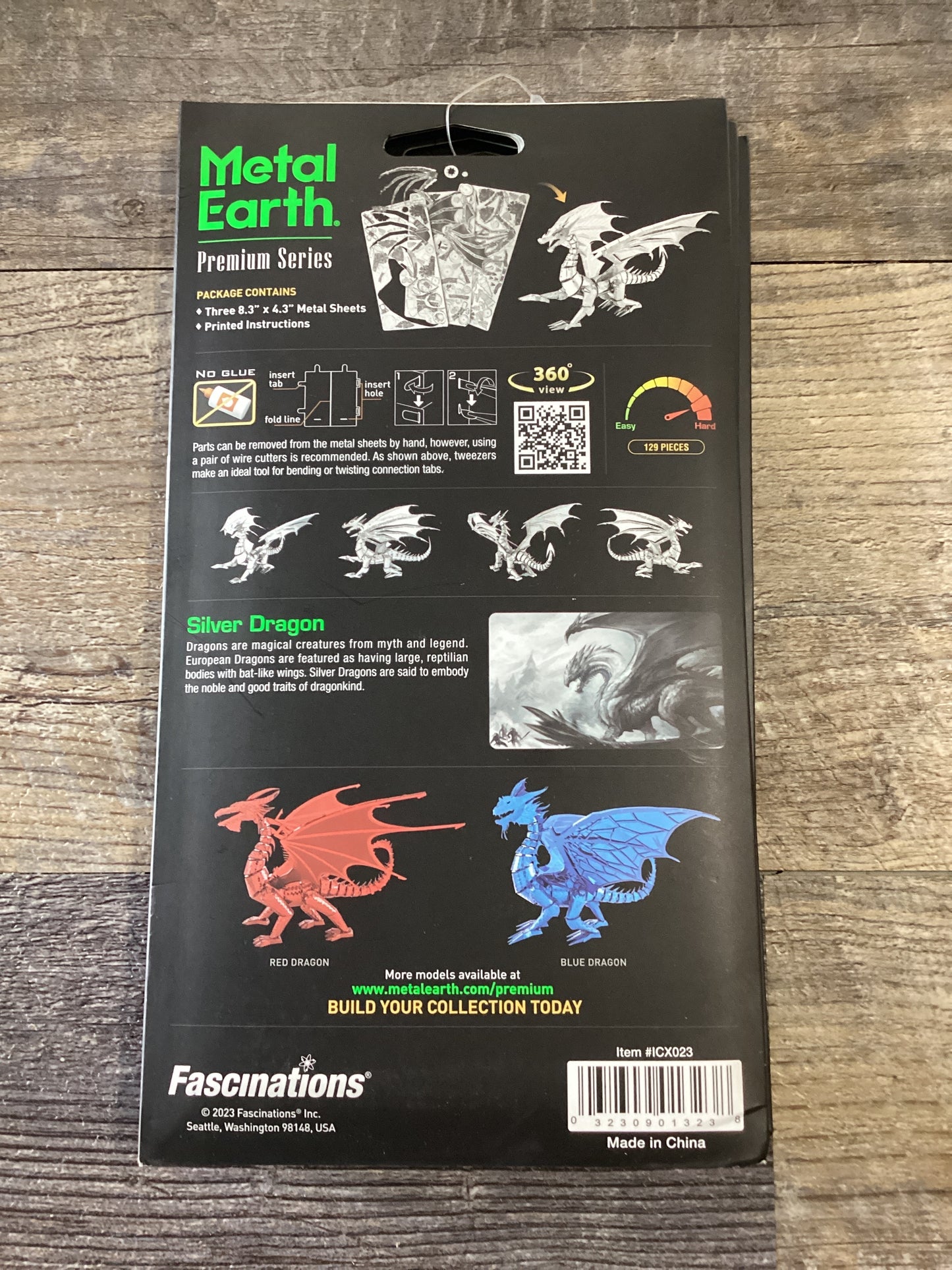 Metal Earth Silver Dragon Metal Model