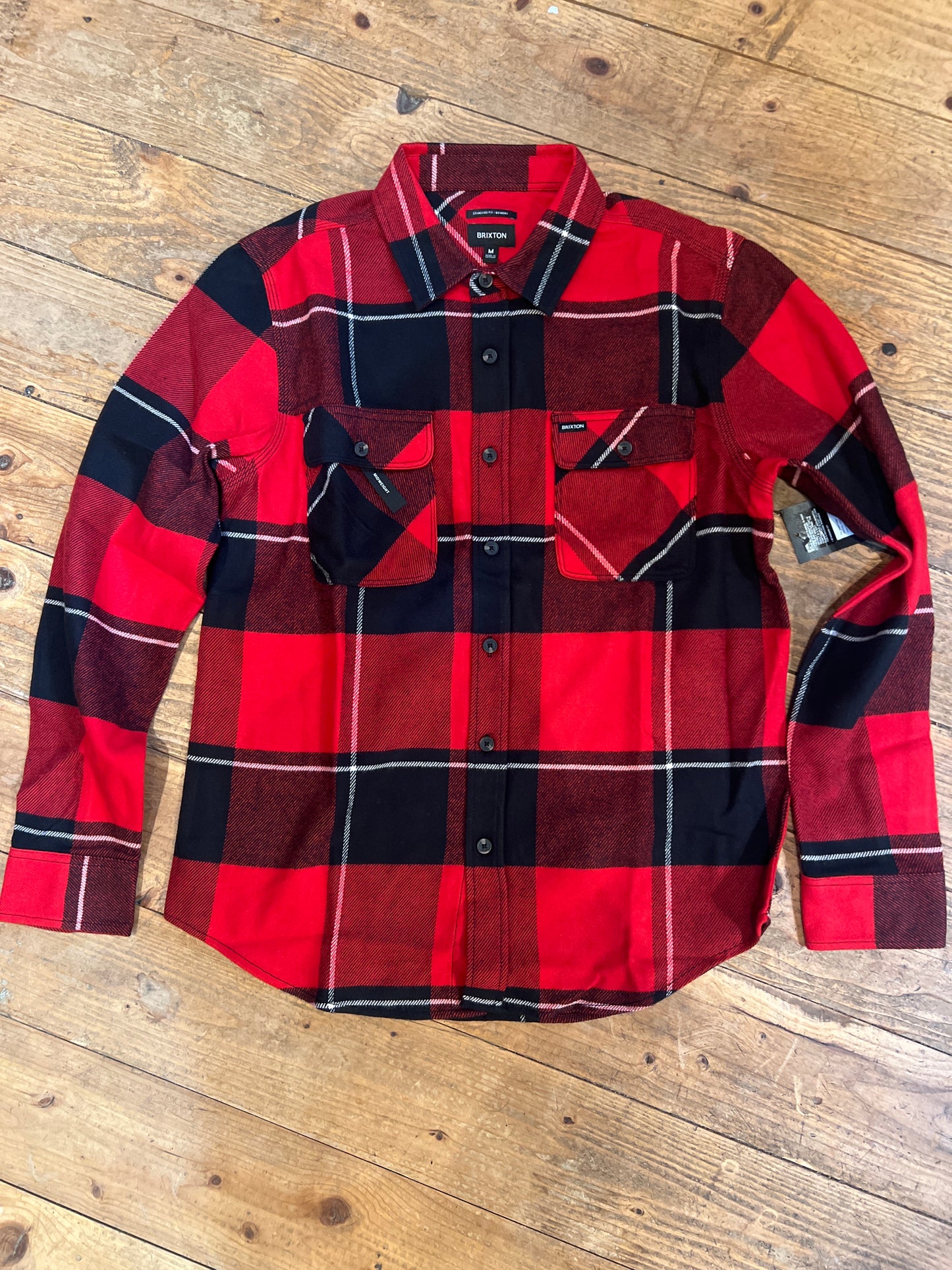 Brixton Bowery Flannel/Black/Adrenaline Rush/Off White